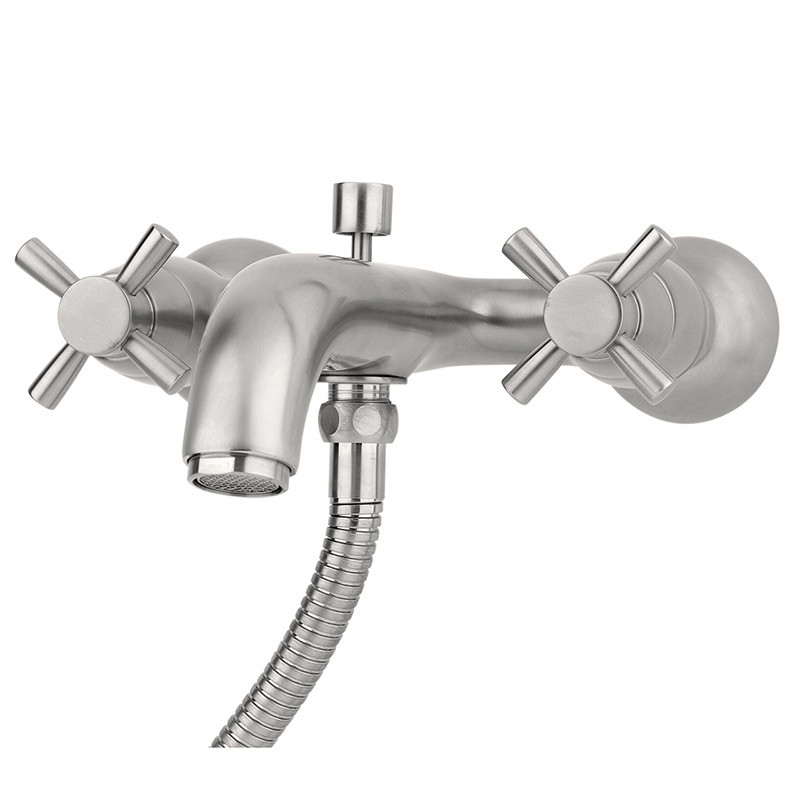 An image of Perrin & Rowe 3818 Deck Mounted Shower Mixer Tap, Crosshead Handles