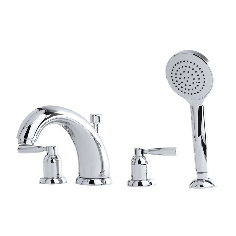 An image of Perrin & Rowe 3845 Four Hole Shower Mixer Tap, Lever Handles